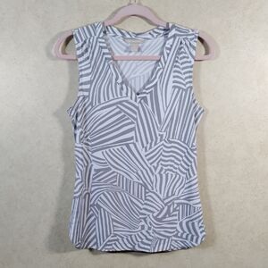2/$10 04164 Banana Republic gray and white nylon knit sleeveless top XS